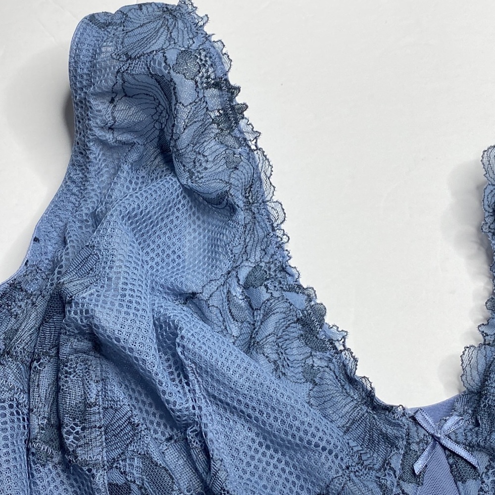50D blue lace unlined full coverage underwire bra NWT Lane Bryant bra 50 D - Picture 4 of 9